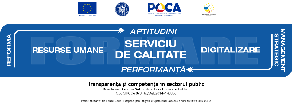 „Guvernare transparentă, deschisă și participativă – standardizare, armonizare, dialog îmbunătățit”- cod SIPOCA 35